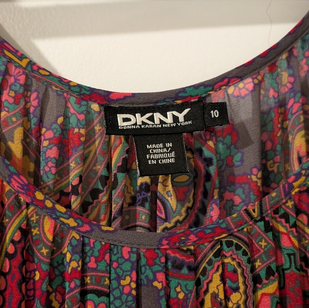 DKNY Silk Paisley Tiered Maxi Dress (Missing Inner Slip) - Picture 6 of 11